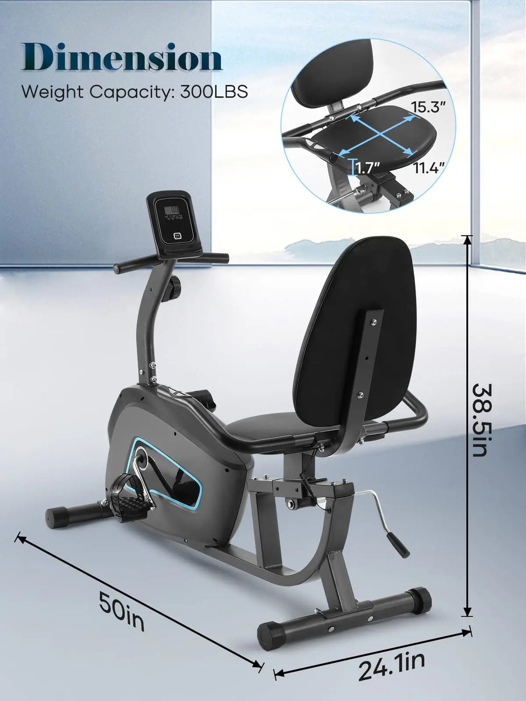 Quiet Recumbent Exercise Bike with Heart Rate