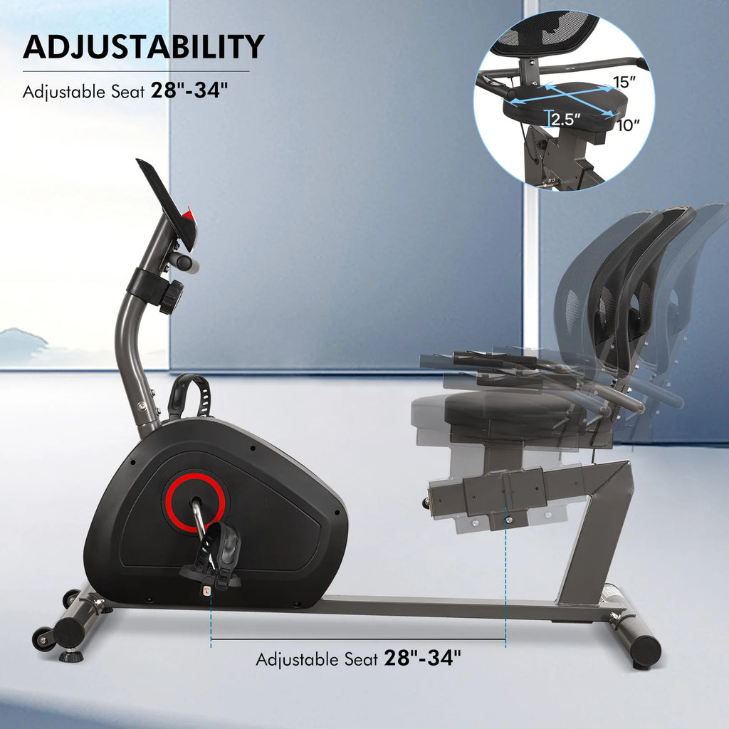 Quiet Recumbent Exercise Bike – 8 Levels